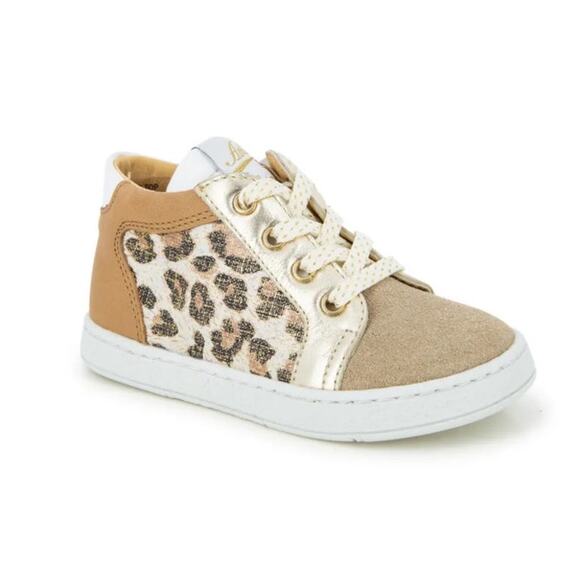 Pom d'Api  Foam Zip Top Sneakers / Camel / leopard / mousse zip top size 20 5c - Picture 1 of 9